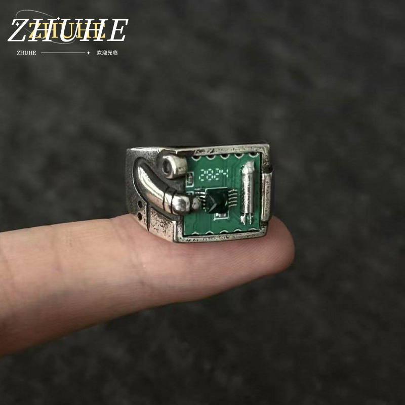 Tech Accessories Industry - เครื่องประดับแหวนลาย PCB ที่ได้รับแรงบันดาลใจจากเทคโนโลยี สำหรับผู้ชายและผู้หญิง แหวนเปิดสไตล์อินดัสเทรียลย้อนยุค ทำจากโลหะผสมทองแดง