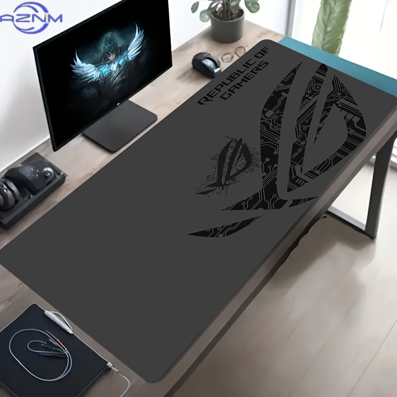 Tech Table Accessories - แผ่นรองเมาส์เกมมิ่งขนาดใหญ่ 1 ชิ้น ลายแผงวงจร ROG ฐานยางกันลื่น