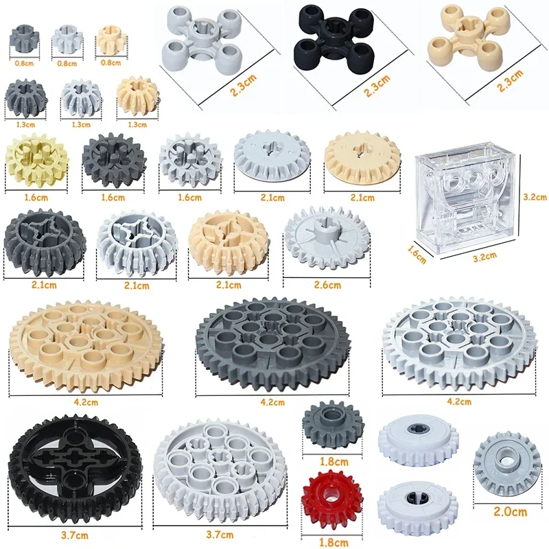 Tech Gear Accessories - ชิ้นส่วนเทคนิคบล็อกตัวต่อ Moc เกียร์อิฐจำนวนมากประกอบอนุภาค DIY ไฮเทคเข้ากันได้กับทุกยี่ห้ออุปกรณ์โมเดลรถยนต์