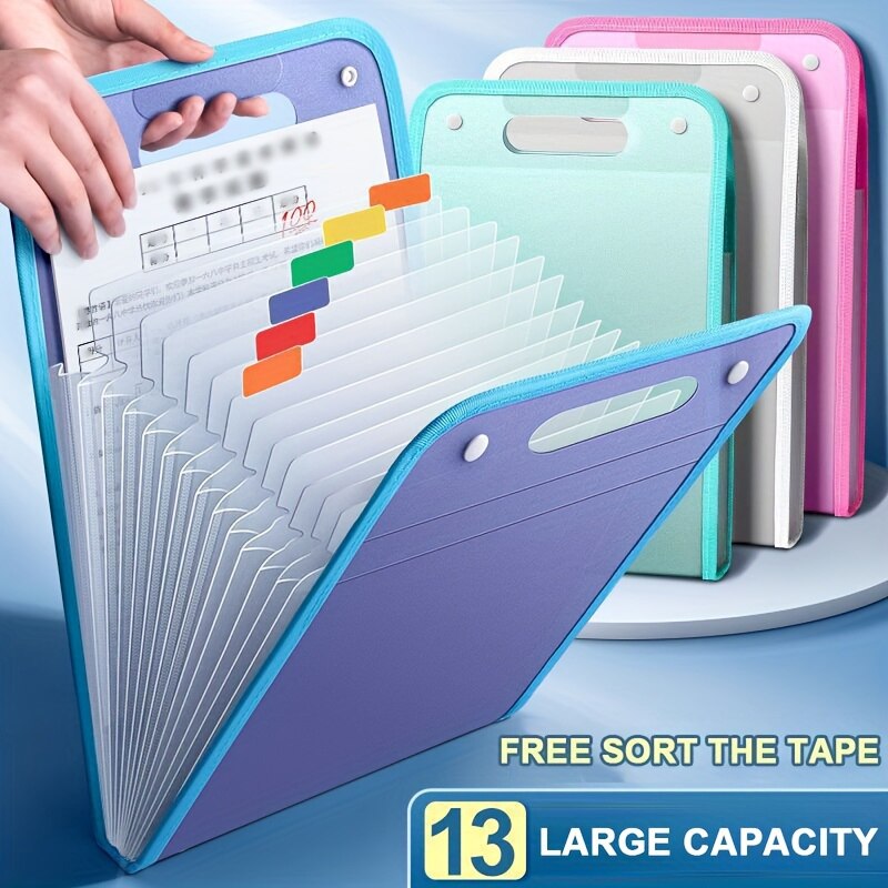 Document Scanner Portable - โฟลเดอร์แฟ้มขนาดพกพา13ช่องสำหรับจัดเก็บเอกสารหีบเพลง A4ตัวอักษรสีมาการองสำหรับห้องเรียนสำนักงานบ้าน