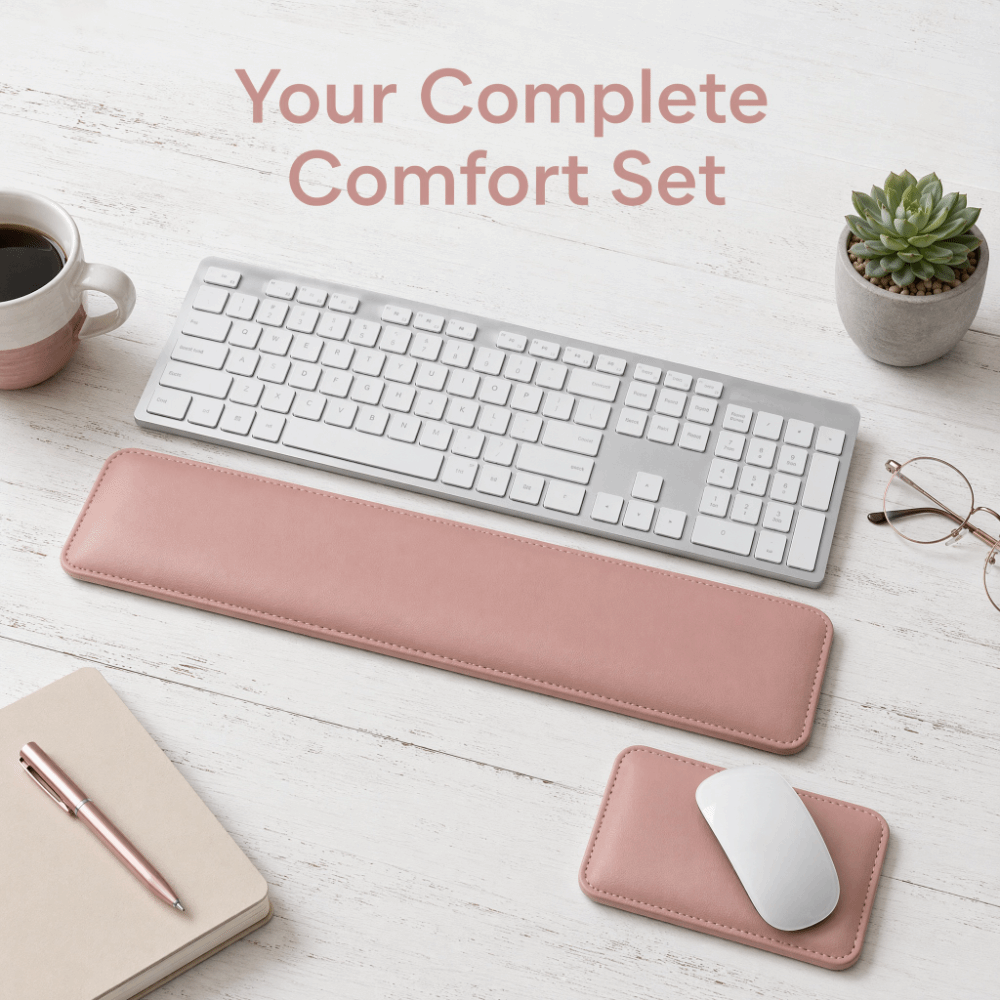 Keyboard Wrist Pad Leather - แผ่นรองเมาส์หนังแบบพกพาขนาดใหญ่ แผ่นรองข้อมือคีย์บอร์ดสองด้าน กันลื่น กันน้ำ แผ่นรองโต๊ะคีย์บอร์ดคอมพิวเตอร์ สำหรับผู้เล่นเกม