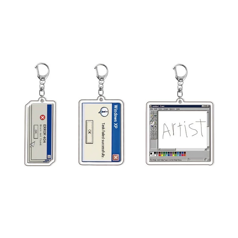 Tech Keychain Accessories - พวงกุญแจอะคริลิคตลกๆ ข้อความ Access Denied โหมดดีบักสำหรับโปรแกรมเมอร์ สไตล์เรโทร