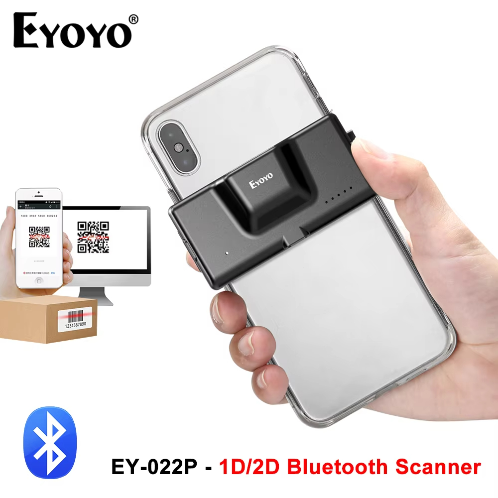 Document Scanner Portable - Eyoyo 2D บาร์โค้ดบลูทูธแบบหนีบด้านหลังปรับ EY-022P สแกนเร็ว QR